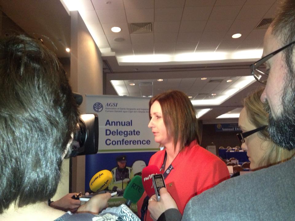 AGSI Vice President Antoinette Cunningham is interviewed by the media at the Annual Delegate Conference in Killarney