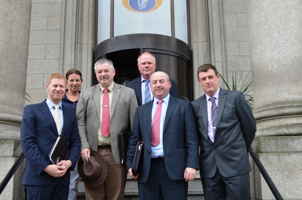 John Redmond, Larry Brady, Cormac Moylan, Tim Galvin, Mary Finnegan and Christy Morrison at the Department of Justice ahead of their meeting with Minister Fitzgerald