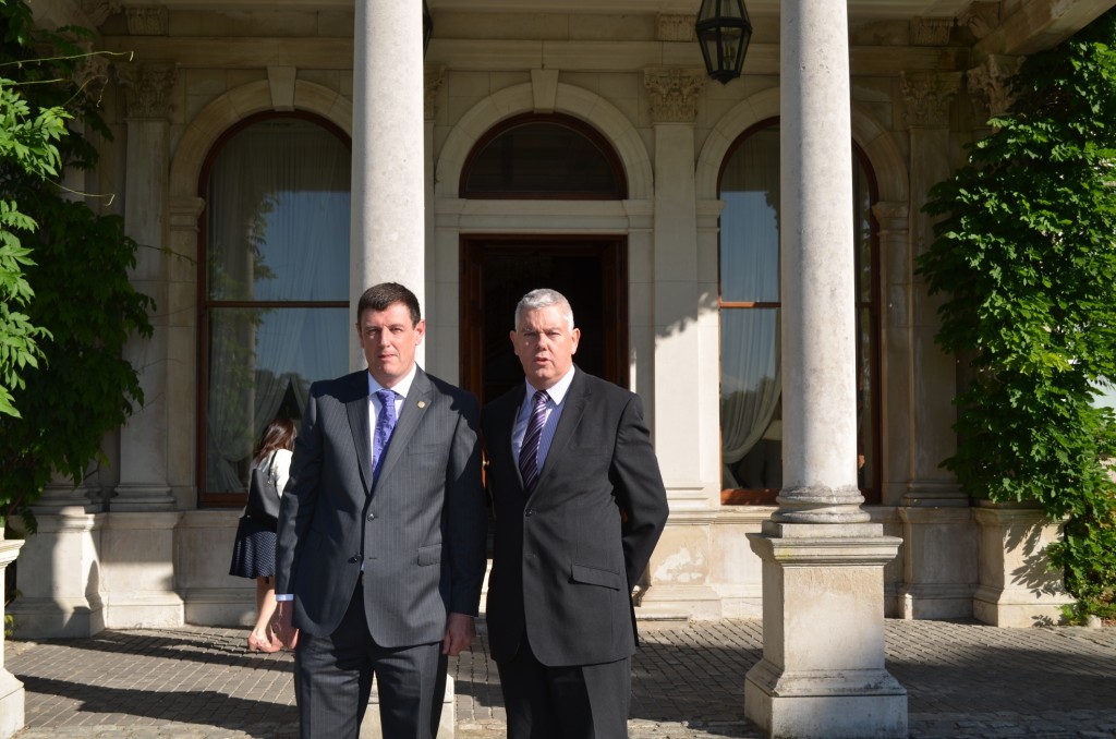 AGSI President Tim Galvin and Deputy General Secretary, John Jacob at Farmleigh